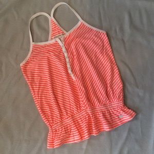 Aeropostale Coral/White Striped Top